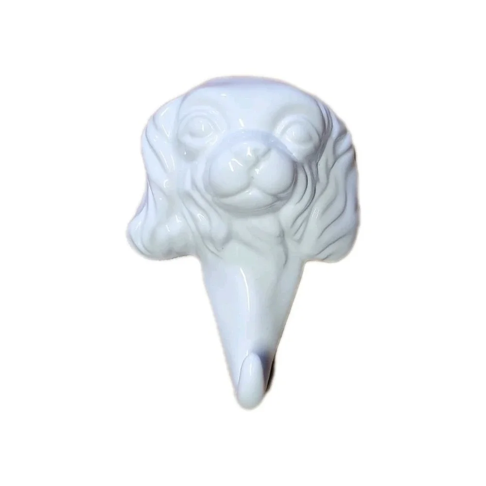 Springer‎ Spaniel Dog Head Figurine Wall Hook Hanging White Ceramic